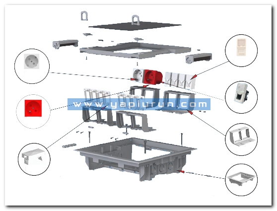 yükseltilmiş döşeme yer buatı priz kutusu